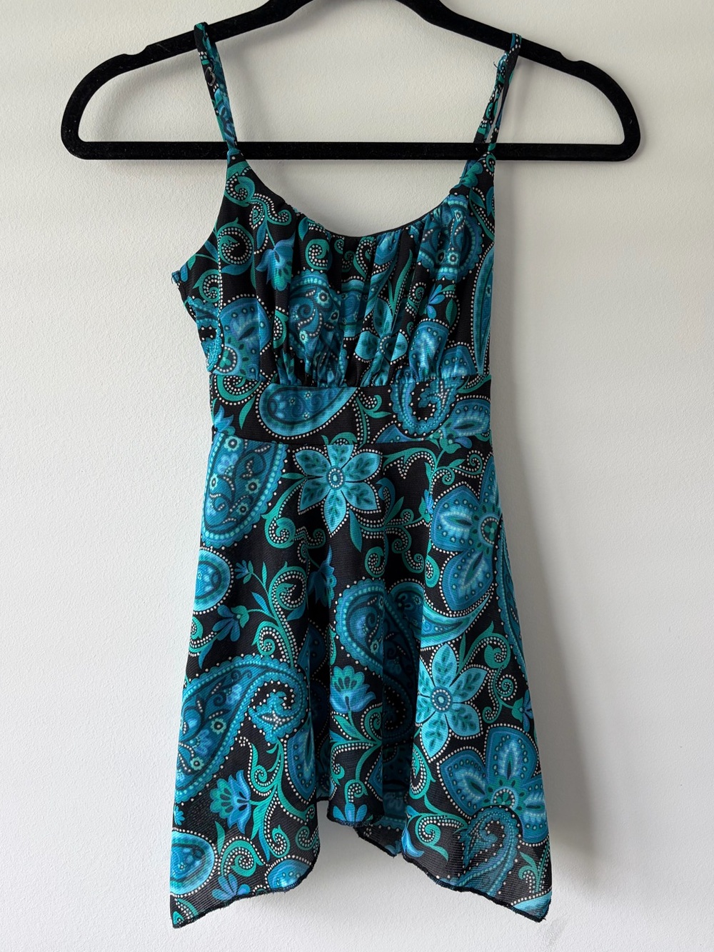 Vintage Y2K Self Esteem Paisley Handkerchief Cami Top Blue Boho Fairy Small